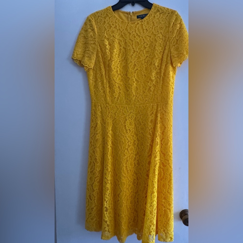 Elegant Yellow Lace Dress